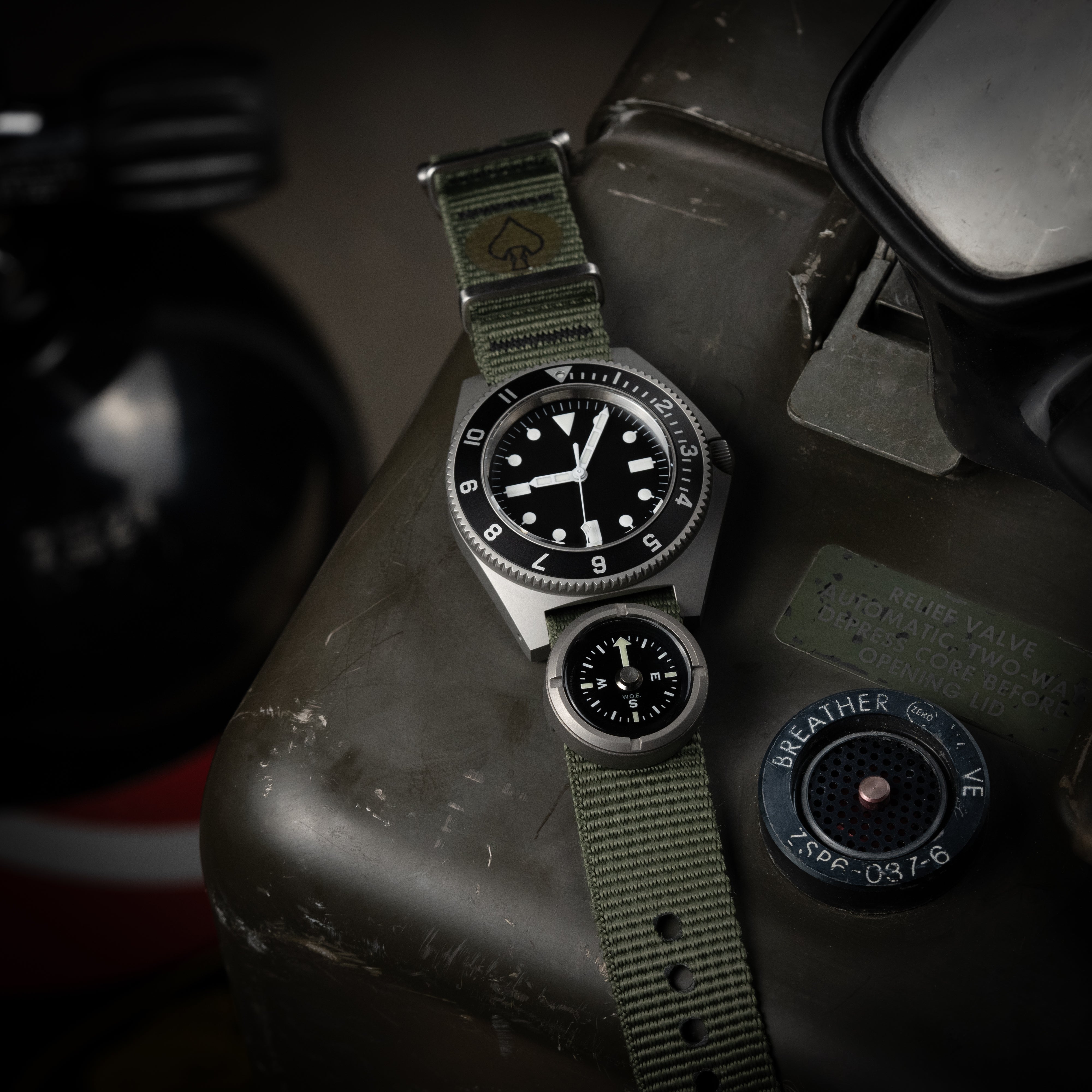 W.O.E. Submersible Wrist Compass 2.0 on nylon strap